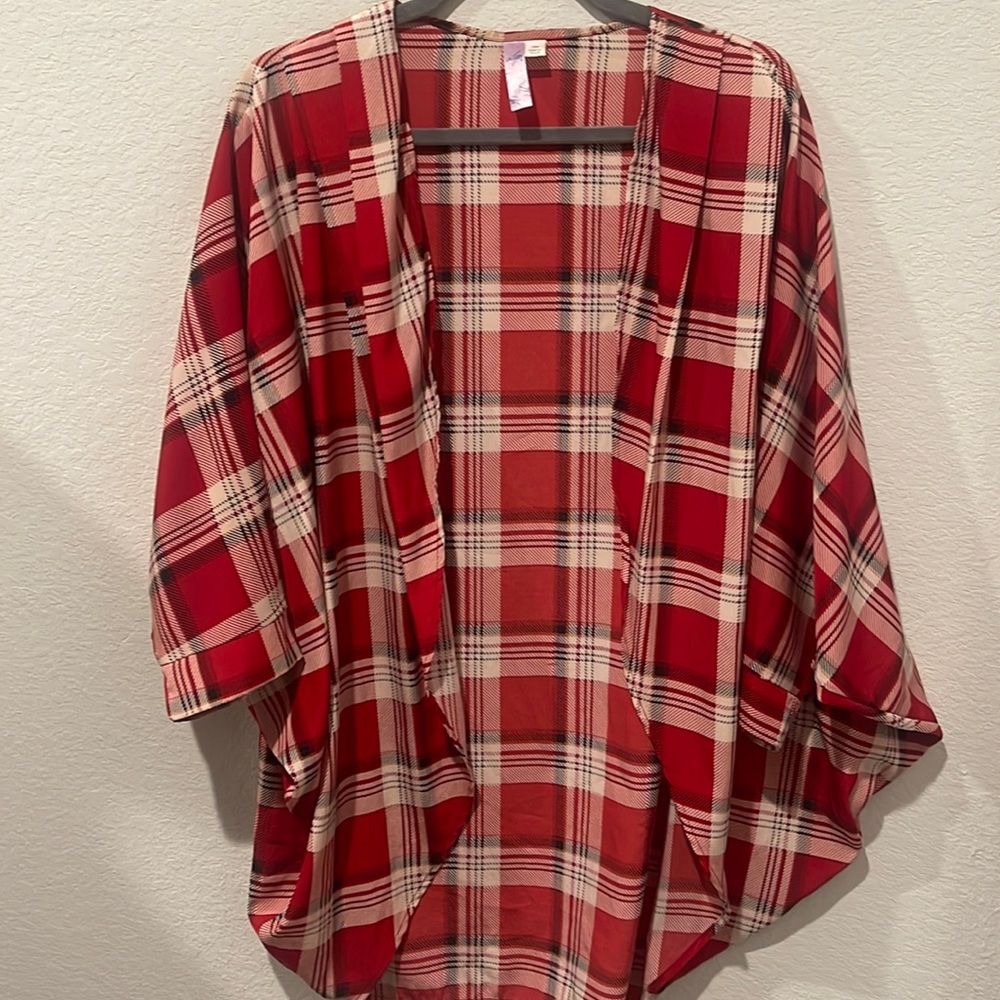 Alya Plaid Polyster Cardigan- Size M